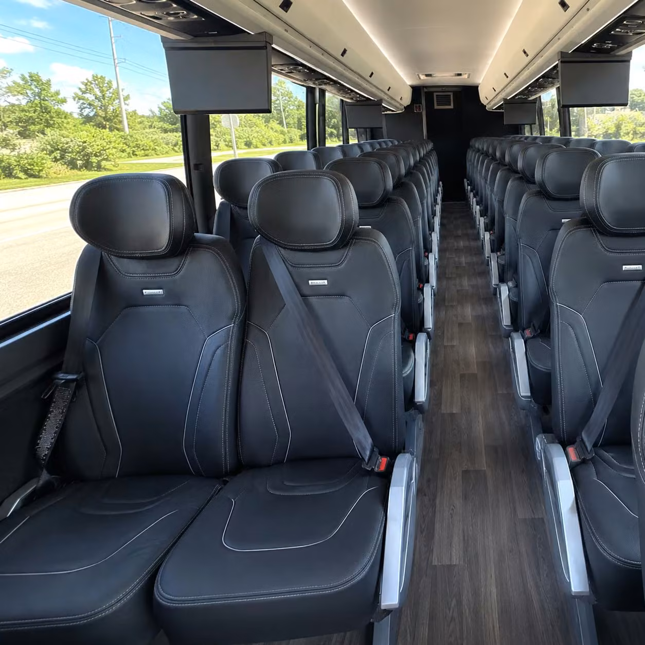 corona charter bus rental interior
